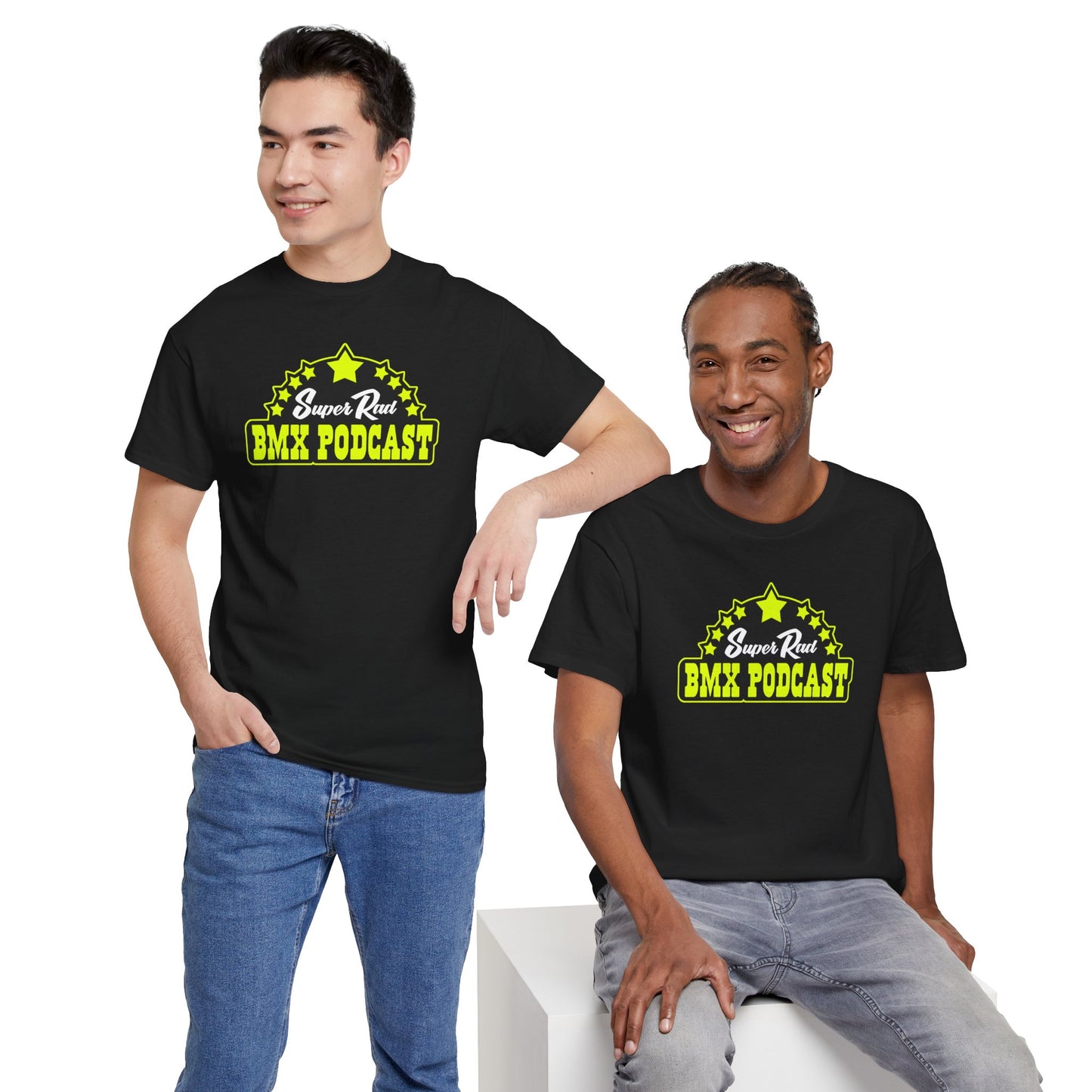 Super Rad BMX Yellow & Black Front and Back Shirt | Vintage BMX T-Shirt